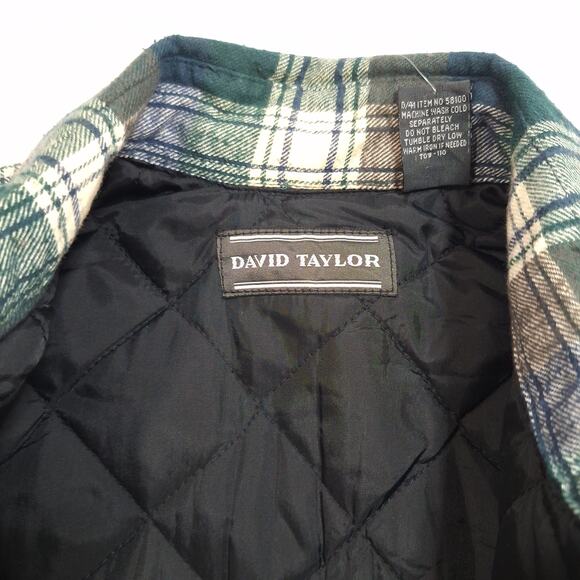 David Taylor XL Quilted Flannel Jacket Blue Cream Plaid Vintage Sears with tags - Picture 5 of 16